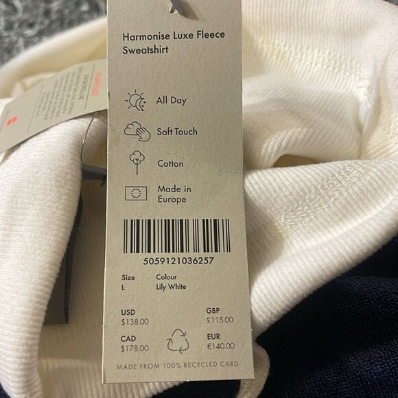 NWT Sweaty Betty Harmonise Luxe Fleece White Pullover Sweatshirt Size Large - Picture 5 of 5
